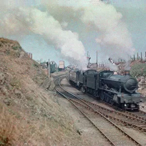 Steam train outside Newquay station, Cornwall. Around 1925