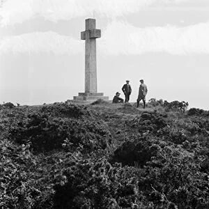 The stone cross at Dodman Point, Cornwall. 7th June 1909