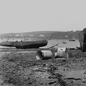 Torpedo boat HMS Ardent at the breakers yard, Falmouth, Cornwall. 1912