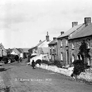 Trispen village street, St Erme, Cornwall. Early 1900s