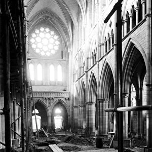 Truro Cathedral with interior of the new nave, Truro, Cornwall. 4th December 1902