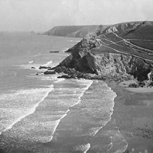 A view of the beach, Porthtowan, Cornwall. Probably early 20th century