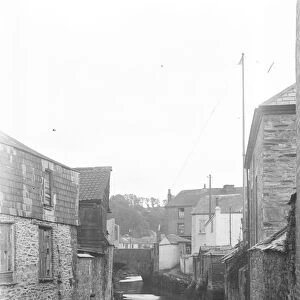 View of bridge over River Allen from Old Bridge Street, Truro, Cornwall. Late 1920s