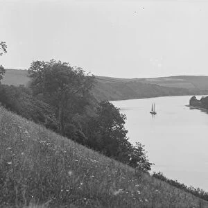 View over the Camel Estuary at high tide, St Issey, Cornwall. Early 1900s
