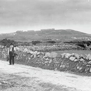 A view towards Carn Bosavern from near New Downs, St Just in Penwith, Cornwall. Around 1900