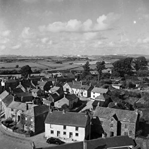 View from church tower, Probus, Cornwall. 1953
