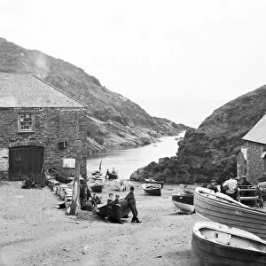 View of cove looking down slipway out to sea, Portloe, Veryan, Cornwall. July 1912