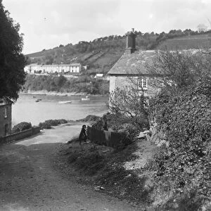 View towards Malpas from the ferry cottages at the Tregothnan landing, St Michael Penkivel, Cornwall. Early 1900s