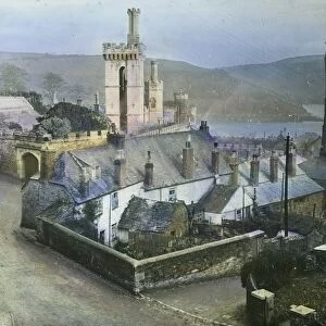 View from above Place House, looking up estuary. Fowey, Cornwall. Around 1925