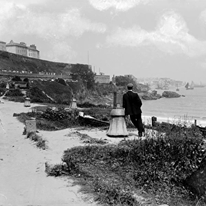 View from Porthminster beach to St Ives, Cornwall. 1903