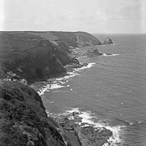 A view of Short Island and Trevalga cliffs, Cornwall. July 1925