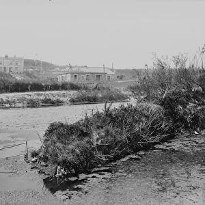 View over stream to Harlyn Bay Museum, Harlyn Bay, St Merryn, Cornwall. 1906