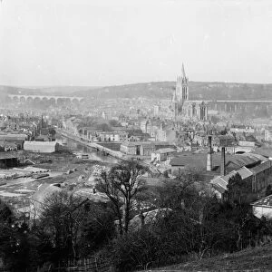 View of Truro, Cornwall, from Polisco over the city. Between 1905-1910