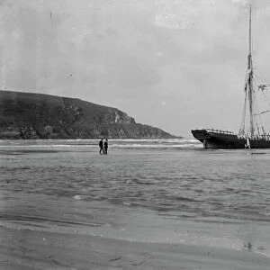 Wreck of the French brigantine Angele of Boulogne, Doom bar, Padstow, Cornwall. Wrecked on 13th November 1911