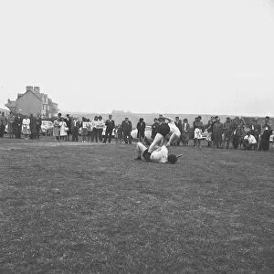 Wrestling match, probably at Newquay, Cornwall. 1964