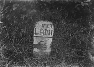 Images Dated 24th September 2018: Ancient stone road sign, Lanivet, Cornwall. Early 1900s