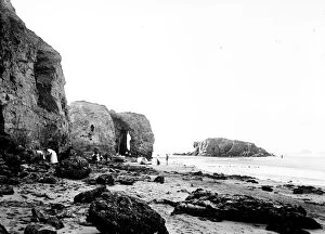 Images Dated 12th October 2018: Arch and Chapel Rock, Perranporth, Perranzabuloe, Cornwall. Early 1900s