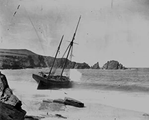 Images Dated 14th November 2019: Belt of Beaumaris, beached at Mother Iveys Bay, Trevose Head, St Merryn, Cornwall. Probably 1906