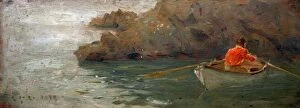 Images Dated 29th August 2019: Boy Rowing out from Rocky Shore, Henry Scott Tuke (1858-1929)