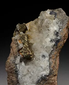 Images Dated 21st March 2019: Chalcopyrite with Calcite and Galena, Staunton Harold, Leicestershire, England