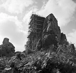 Images Dated 12th December 2017: The chapel at Roche Rock under scaffolding, Roche, Cornwall. 1981
