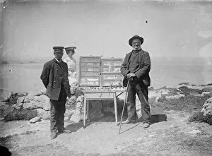 Images Dated 14th December 2019: Character selling postcards etc, Lands End, Sennen, Cornwall. Early 1900s