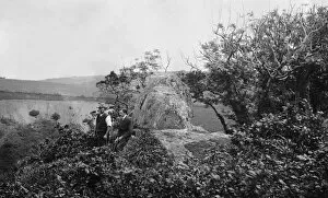 Probus Collection: Charles Mannell and George Penrose admiring the view at Chapel Rock, Trenowth (near Grampound Road)