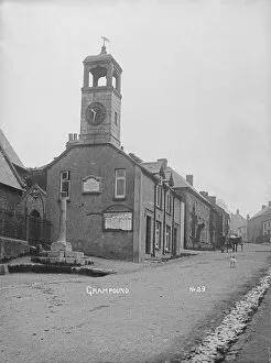 Grampound Collection: Clock tower, Fore Street, Grampound, Cornwall. Early 1900s