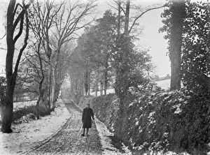 Images Dated 3rd July 2018: Coosebean Lane in the snow, Kenwyn, Cornwall. Early 1900s