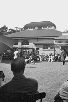 Falmouth Collection: Cornish wrestling match, Gyllyngdune Gardens, Falmouth, Cornwall. Around 1930s