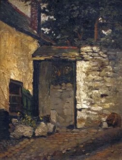 Fine Art Collection: Courtyard in Newlyn leading through to Myrtle Cottage, Fred Millard (1857-1937)