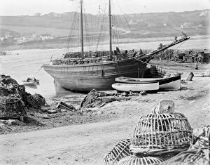 Coverack Collection: Coverack harbour, Coverack, St Keverne, Cornwall. Late 1800s
