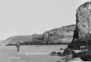 Images Dated 4th December 2018: Droskyn Beach, Perranporth, Perranzabuloe, Cornwall. Early 1900s