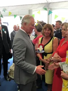 Charles Prints: The Duke of Cornwall attends afternoon tea at the Royal Cornwall Show