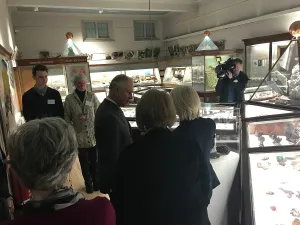 History Prints: Duke of Cornwall views geology collections during a visit to the Royal Cornwall Museum to mark the bicentenary year of