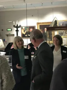 History Prints: Duke of Cornwall views geology collections during a visit to the Royal Cornwall Museum to mark the bicentenary year of