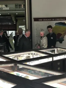 History Prints: Duke of Cornwall views geology collections during a visit to the Royal Cornwall Museum to mark the bicentenary year of