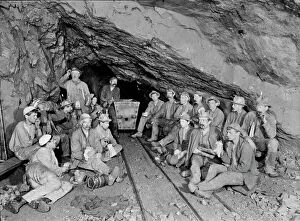 Images Dated: East Pool Mine, Illogan, Cornwall. 1893. Group of Cornish miners at rest at the 310 level