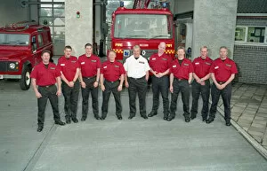 Lostwithiel Collection: Firefighters, Lostwithiel Community Fire Station, Lostwithiel, Cornwall. May 1995