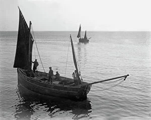 Images Dated 13th June 2019: Fishing boat off Porthleven, Cornwall. Undated, probably early 1900s