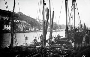 Images Dated 24th May 2016: Fishing boats, East Looe Quay, Looe, Cornwall. Around 1890