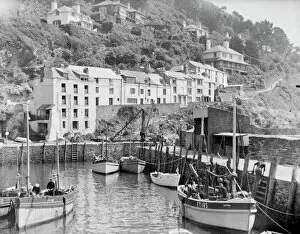 Images Dated 26th March 2019: Fishing boats, Polperro, Cornwall. Possibly 1940s