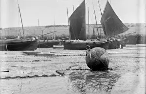St Ives Collection: Fishing craft off Smeatons Pier at low tide. St Ives Harbour, Cornwall. Before 1900