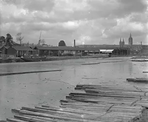 Industry Prints: Garras Wharf and Harveys Timber Yard with timber raft on the Truro River