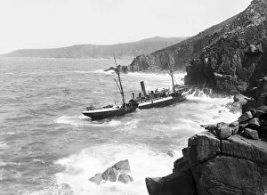 St Just in Penwith Collection: General view of the French SS Paknam wrecked at Pendeen, St Just in Penwith, Cornwall. May 1895
