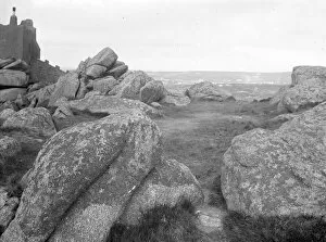 Images Dated 10th April 2018: Granite outcrop on top of Carn Brea, Illogan, Cornwall. Early 1900s