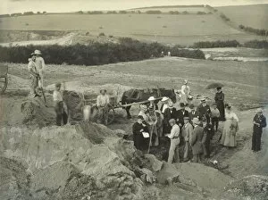 Images Dated 24th October 2019: Group at the excavation site of the Iron Age cemetery at Harlyn Bay, St Merryn, Cornwall. 1900