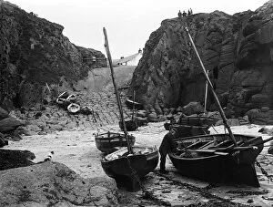 Images Dated 14th May 2018: Bill Harvey with his fishing boat, Alpha, Porthgwarra, Cornwall. 1903