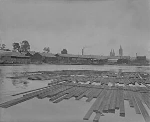 Images Dated 7th April 2018: Harveys Timber Yard and timber raft on the Truro River, Truro, Cornwall. After 1910