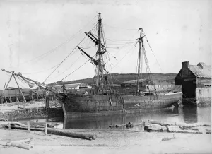 Henry Scott Tukes French brigantine Julie of Nantes at the Mill Dam, Falmouth, Cornwall. Around 1886